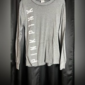 Small PINK long sleeve gray tee.